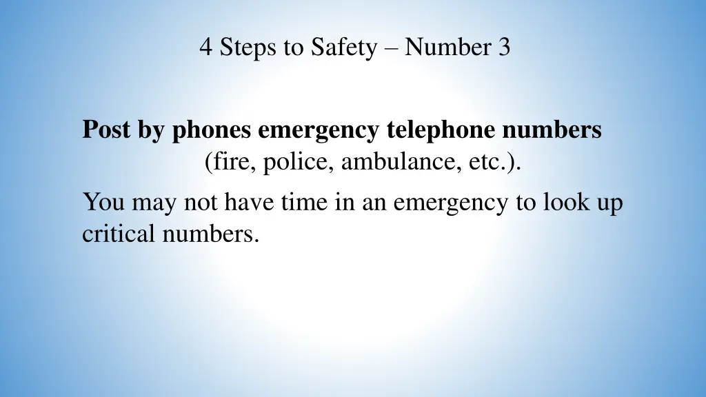 4 steps to safety number 3 1