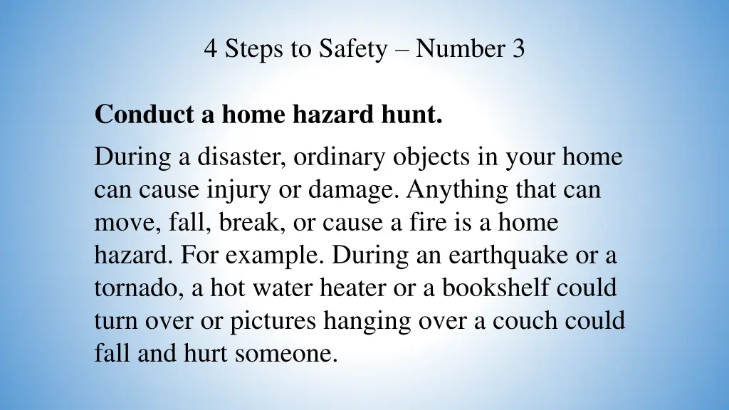 4 steps to safety number 3 9