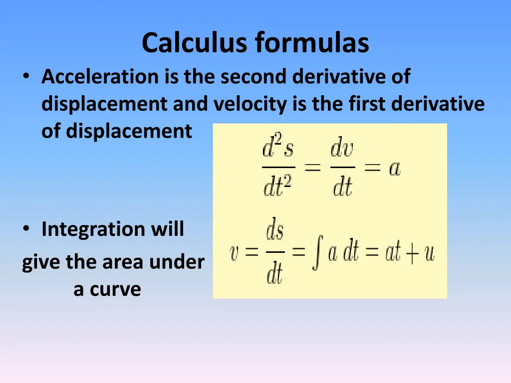 calculus formulas