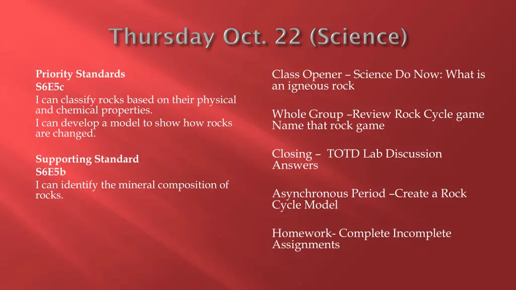 class opener science do now what is an igneous