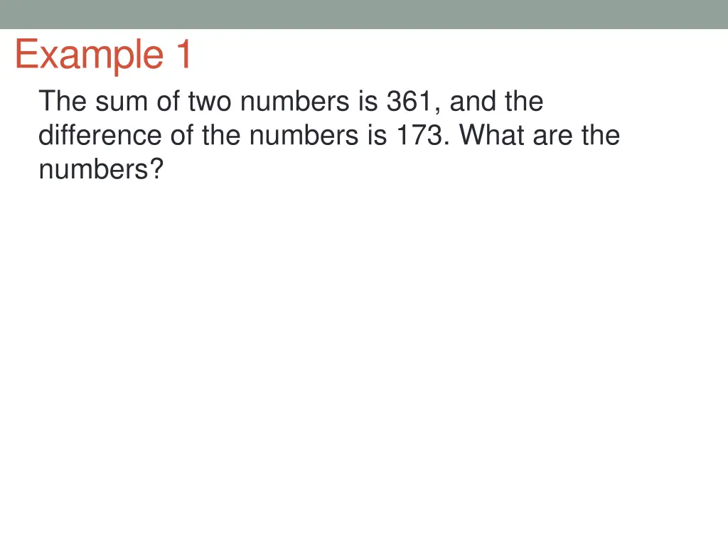 example 1 the sum of two numbers