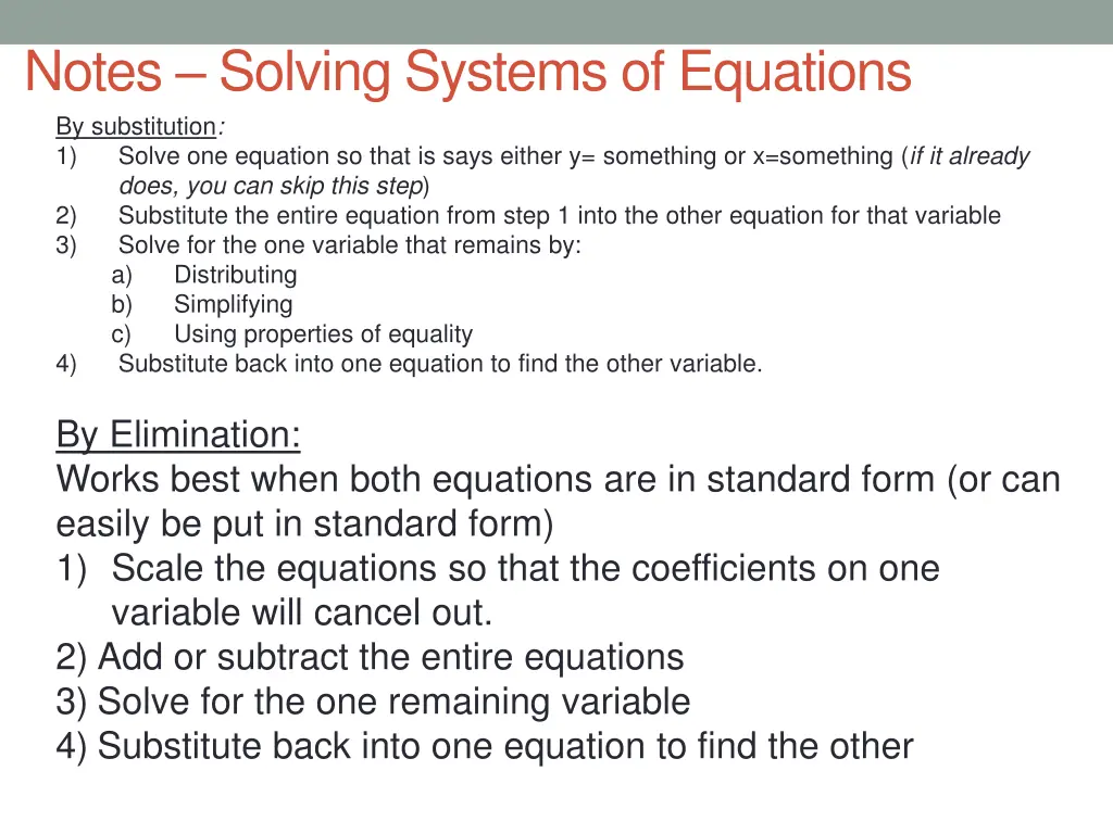 notes solving systems of equations 1