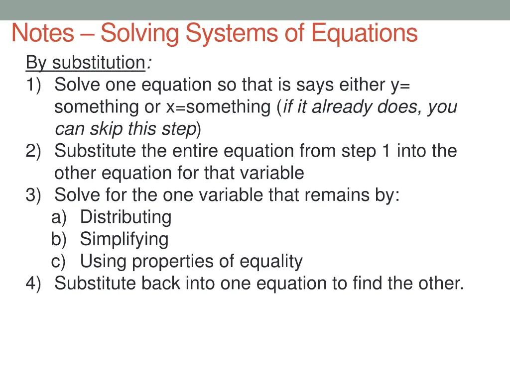 notes solving systems of equations