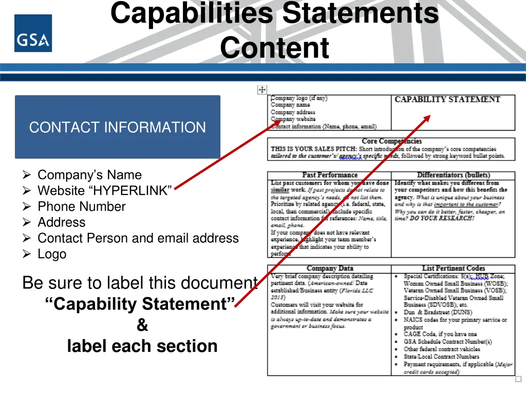 capabilities statements content