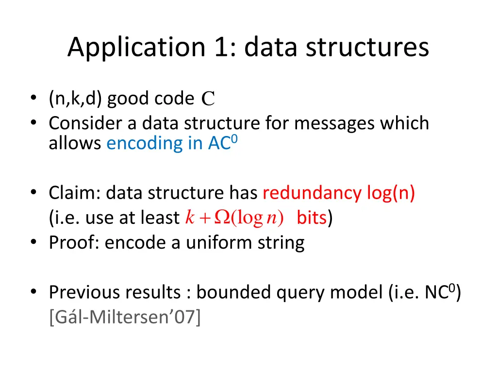 application 1 data structures