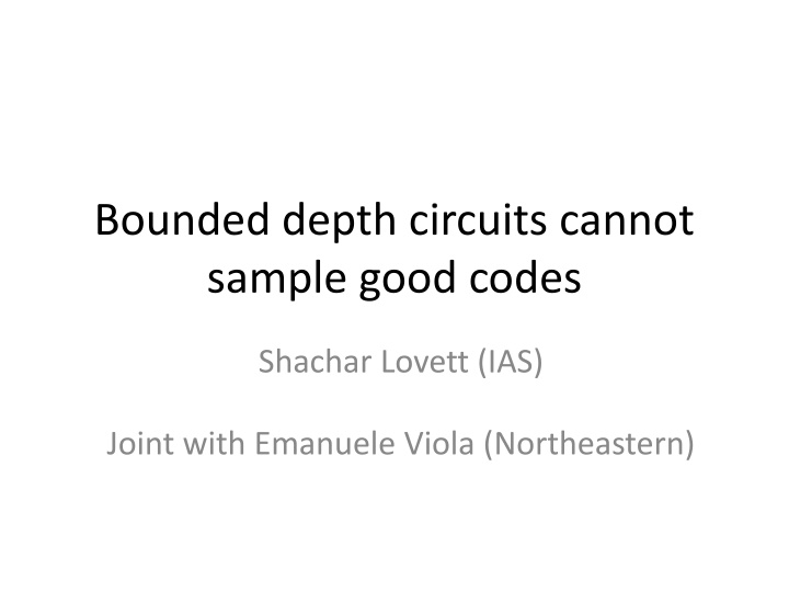 bounded depth circuits cannot sample good codes