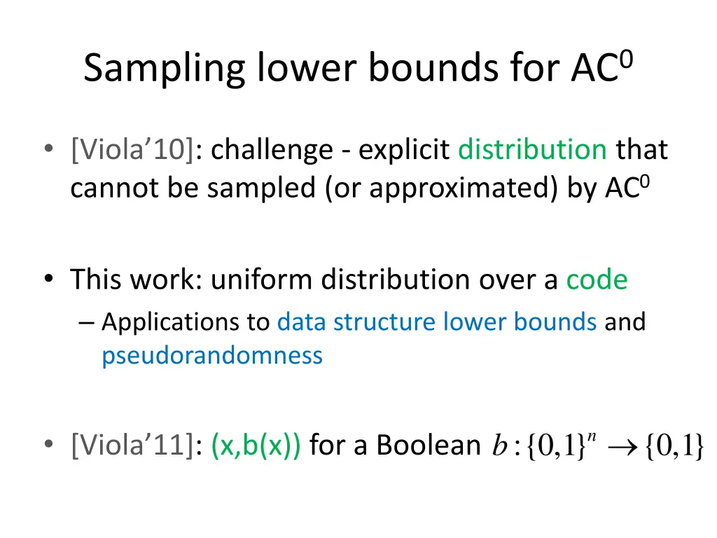 sampling lower bounds for ac 0