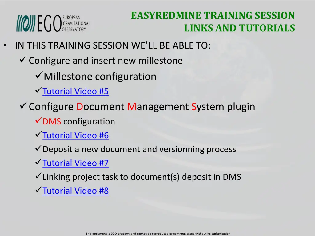 easyredmine training session links and tutorials 2