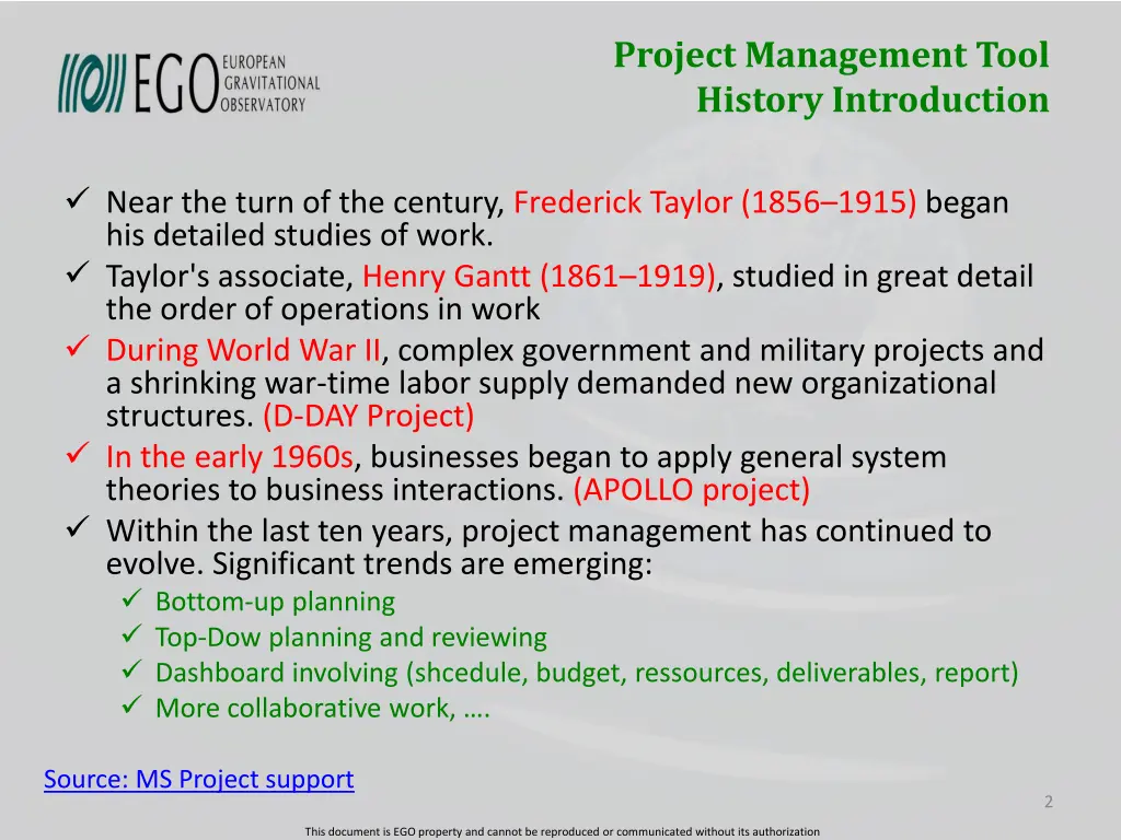 project management tool history introduction