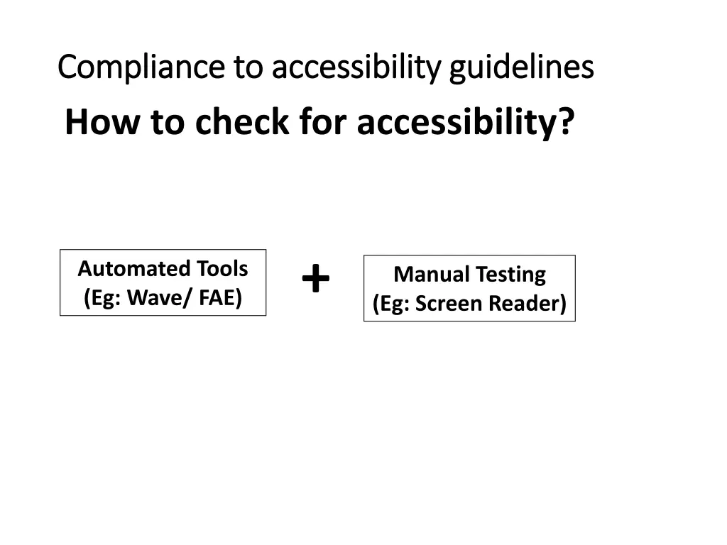 compliance to accessibility guidelines compliance