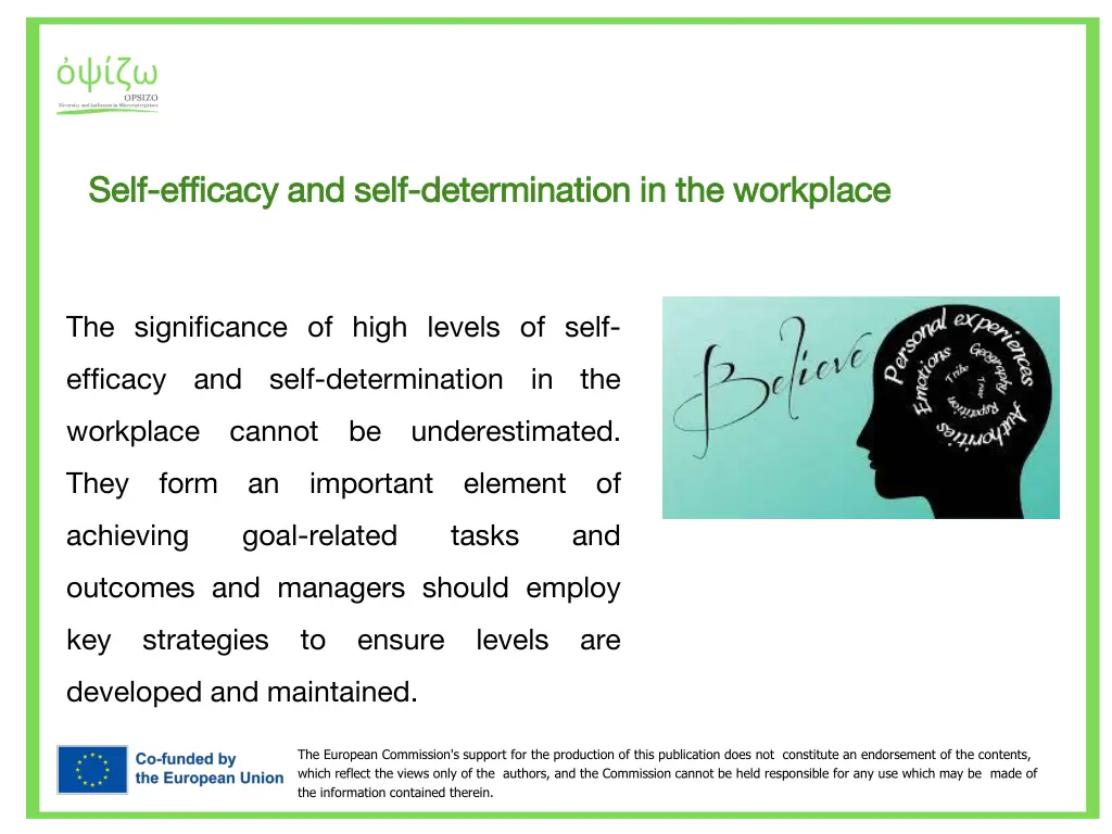 self self efficacy and self efficacy and self