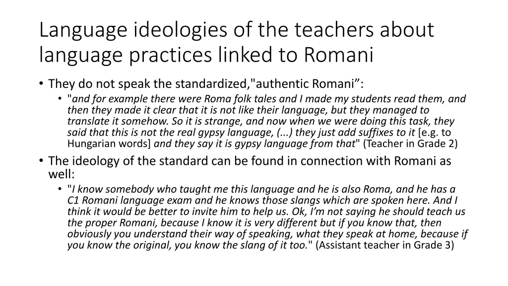 language ideologies of the teachers about