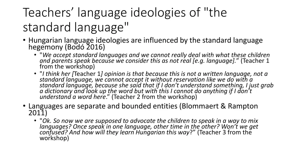 teachers language ideologies of the standard