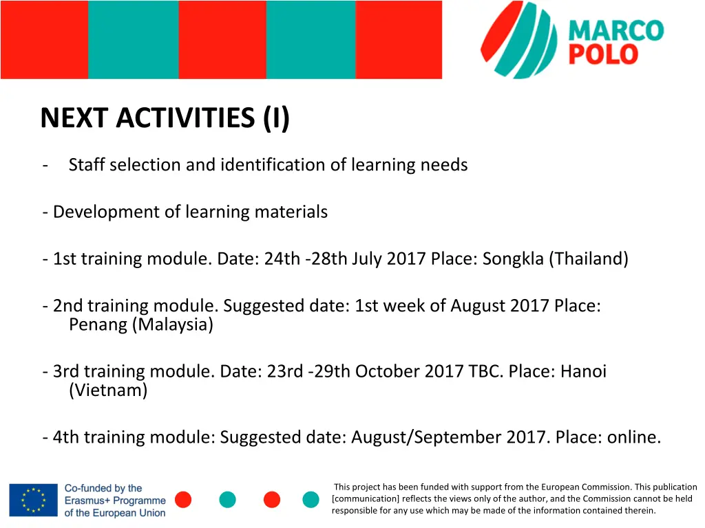 next activities i