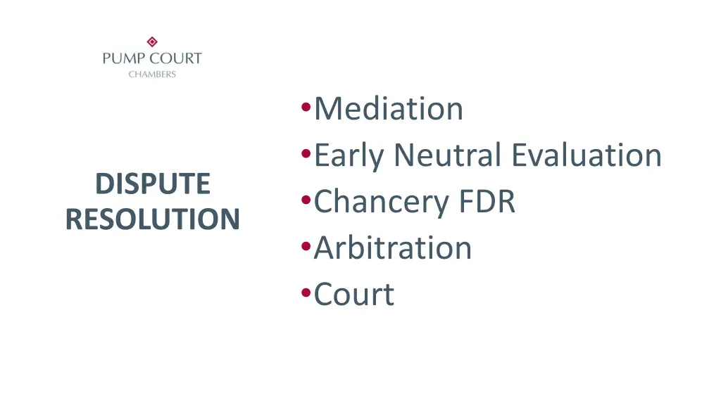 mediation early neutral evaluation chancery