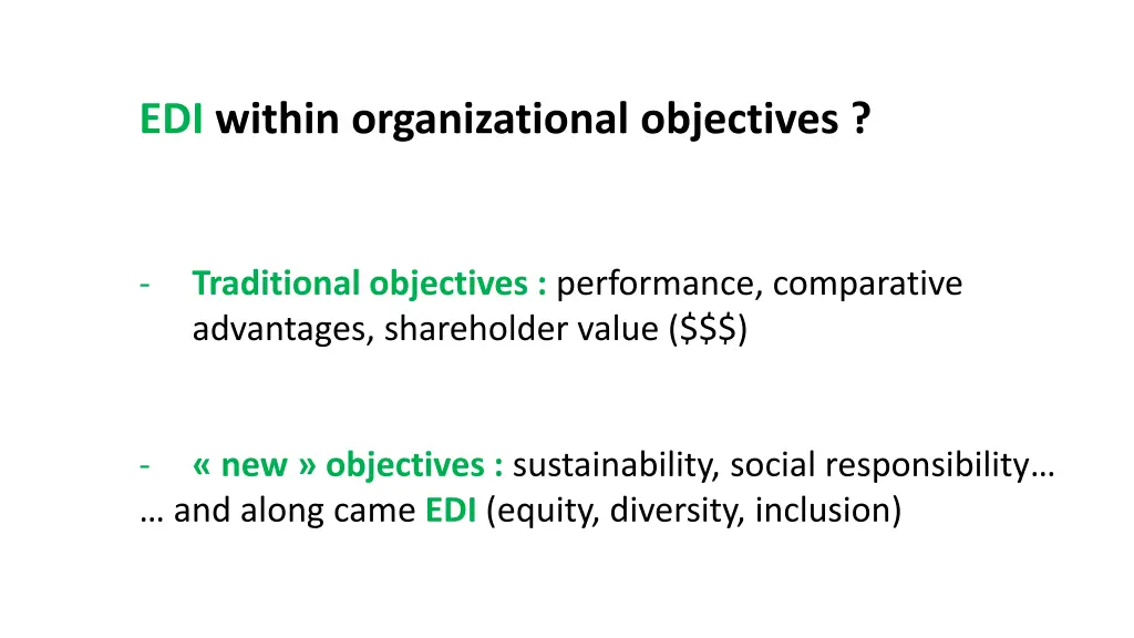 edi within organizational objectives