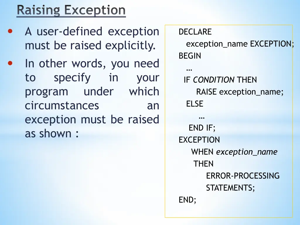 raising exception