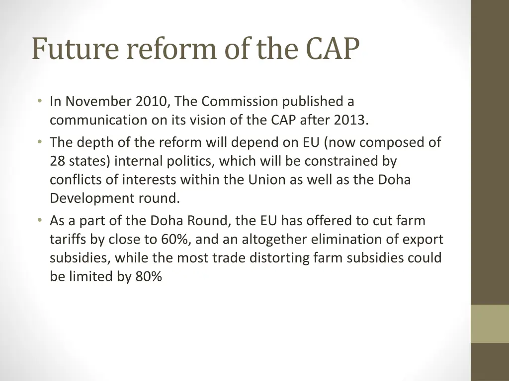 future reform of the cap