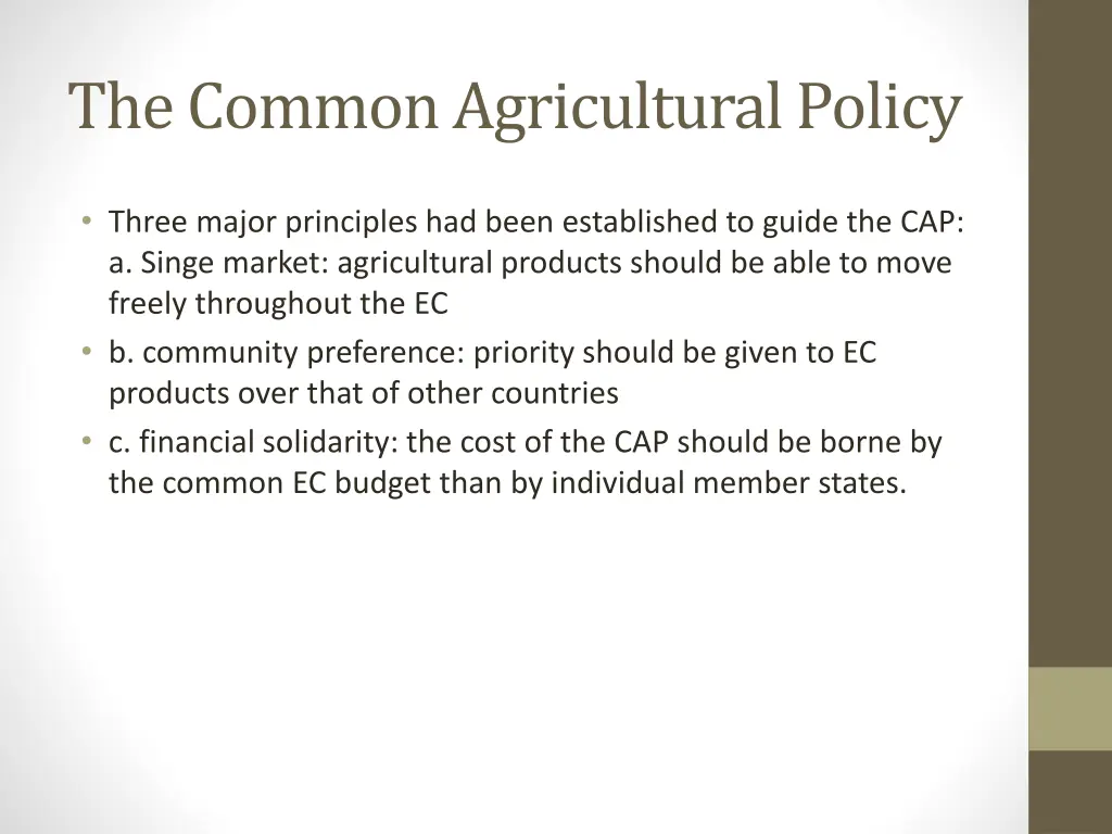 the common agricultural policy 1