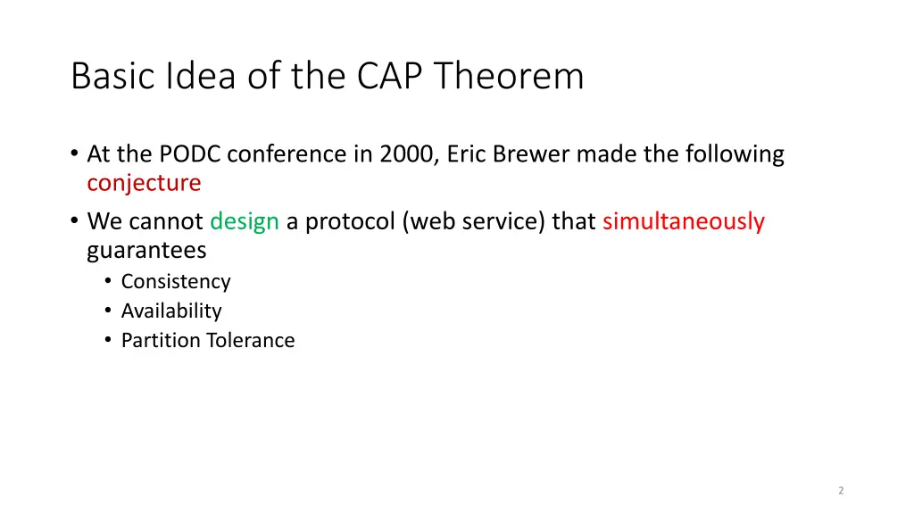 basic idea of the cap theorem