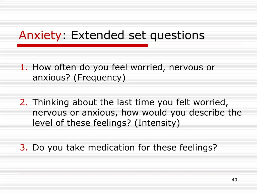 anxiety extended set questions