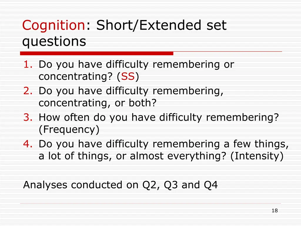 cognition short extended set questions