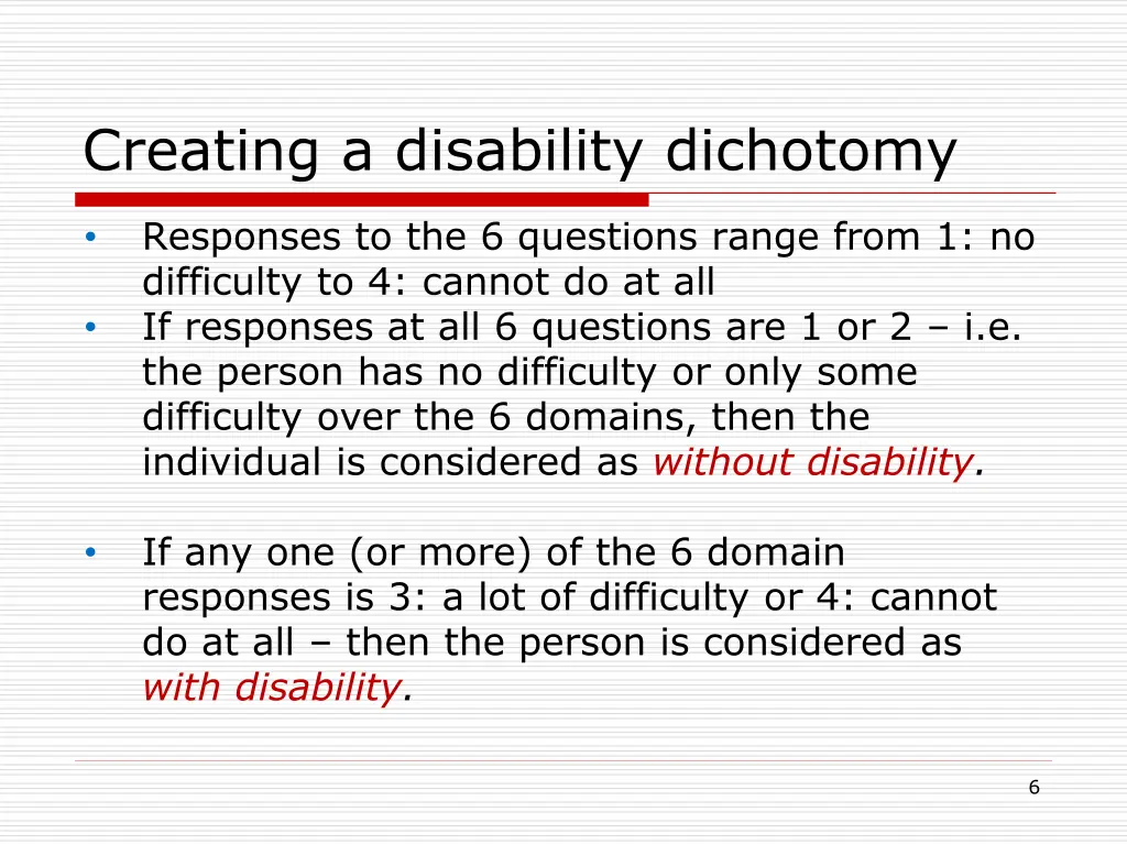 creating a disability dichotomy