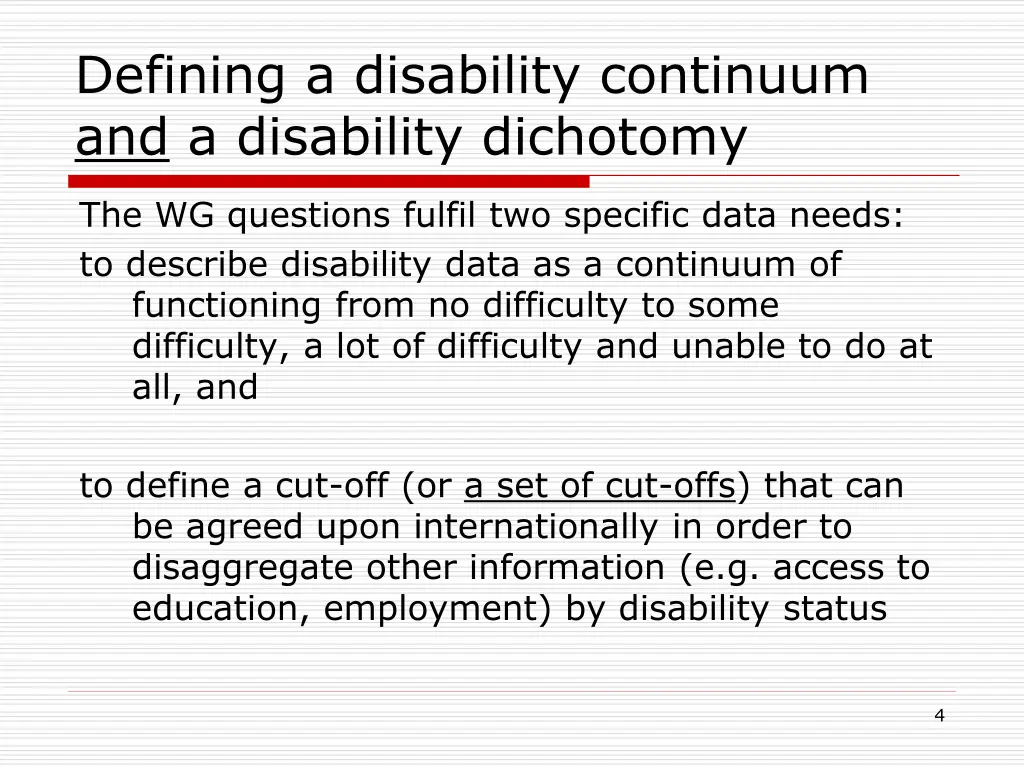 defining a disability continuum and a disability