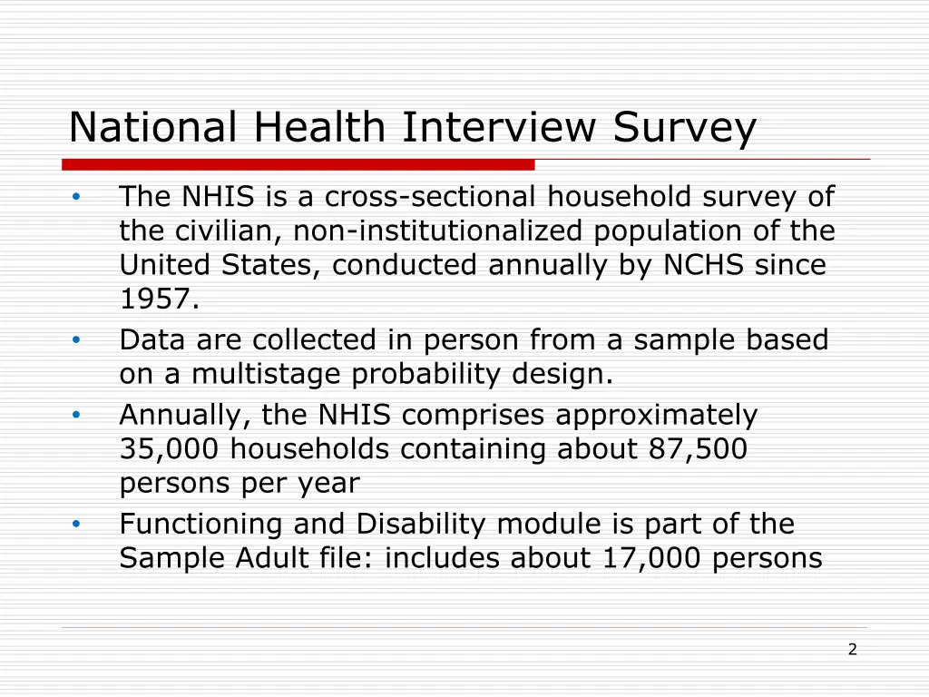 national health interview survey