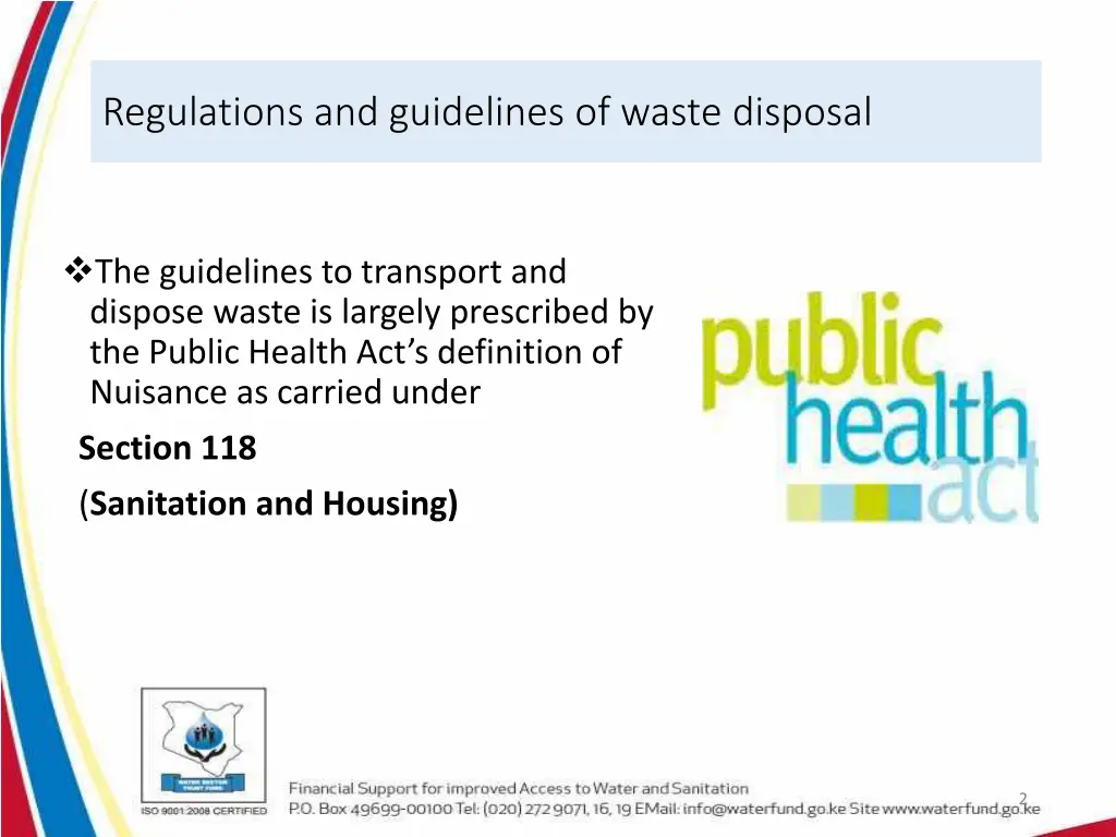 regulations and guidelines of waste disposal