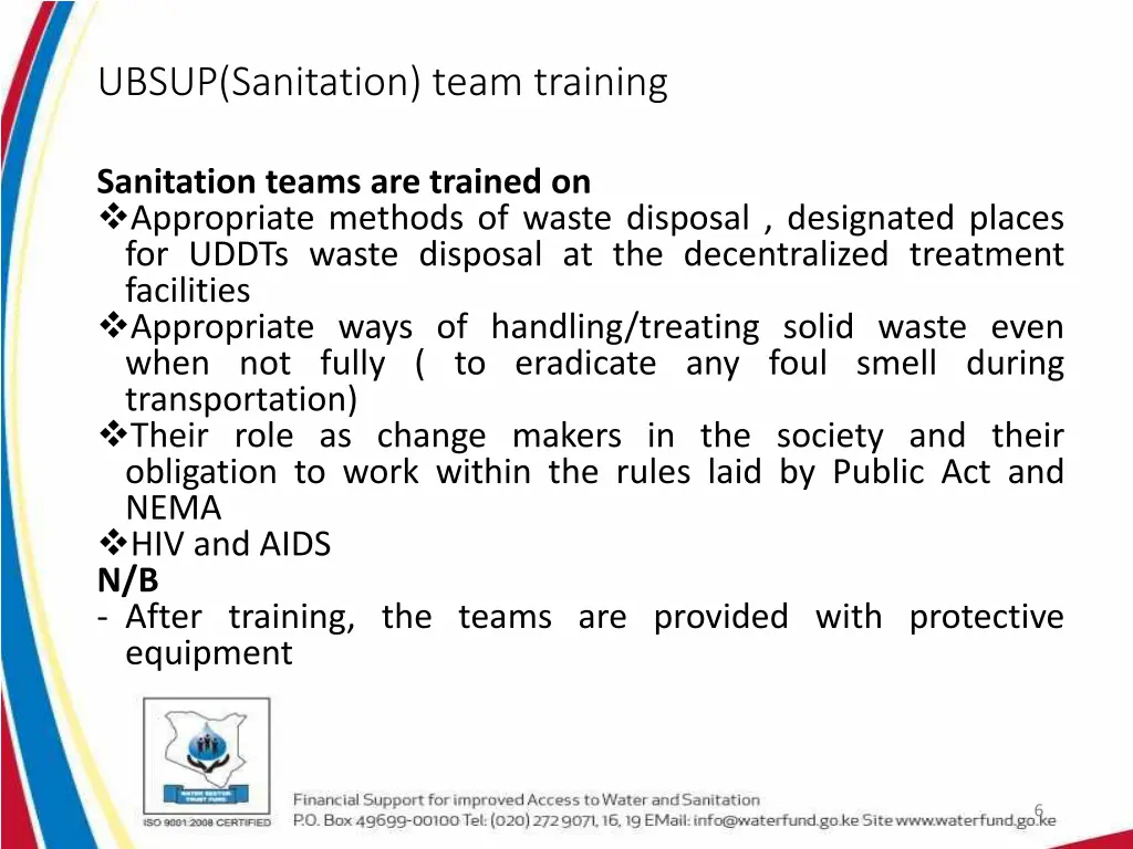 ubsup sanitation team training