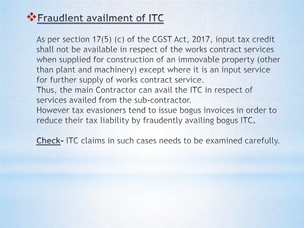 fraudlent availment of itc
