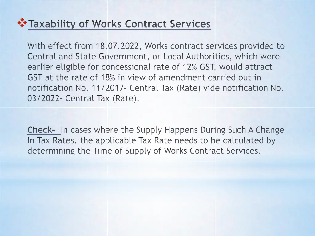 taxability of works contract services