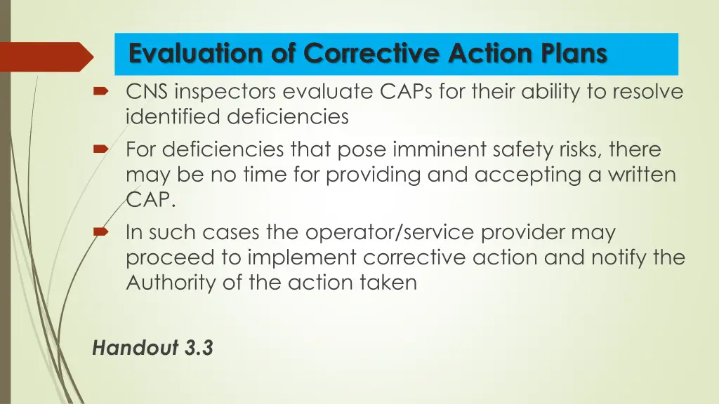 evaluation of corrective action plans