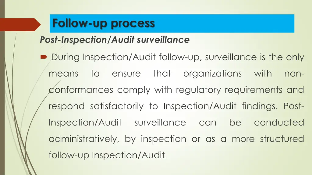 follow up process post inspection audit