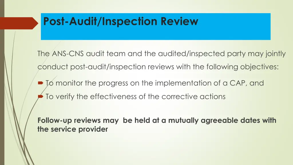 post audit inspection review