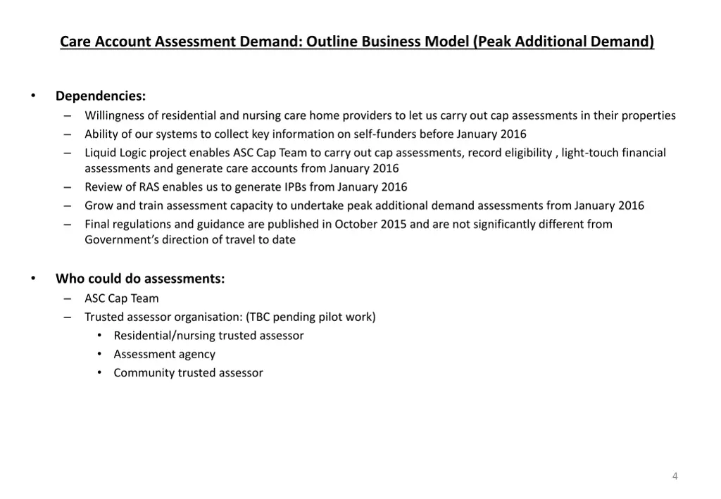 care account assessment demand outline business 2