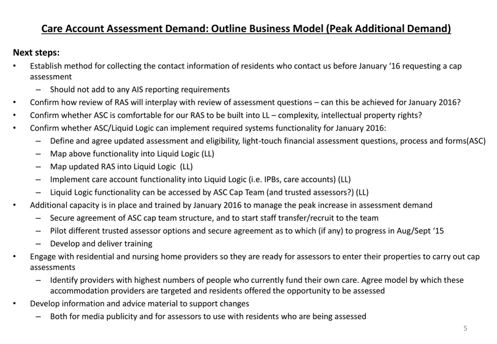 care account assessment demand outline business 3