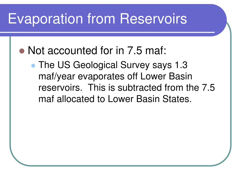 evaporation from reservoirs