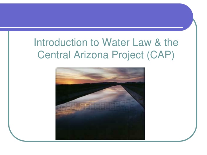 introduction to water law the central arizona