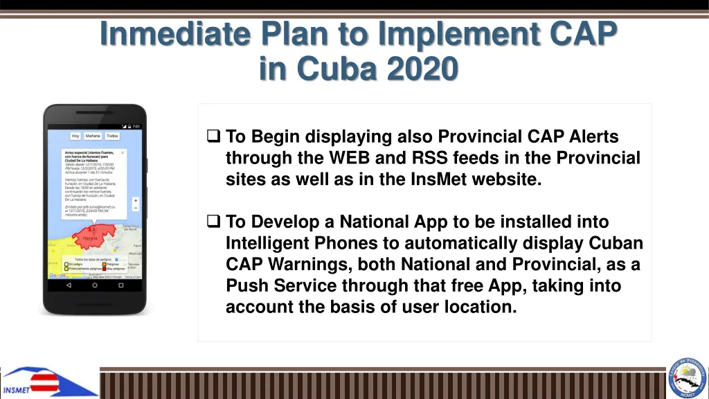 inmediate plan to implement cap in cuba 2020 2