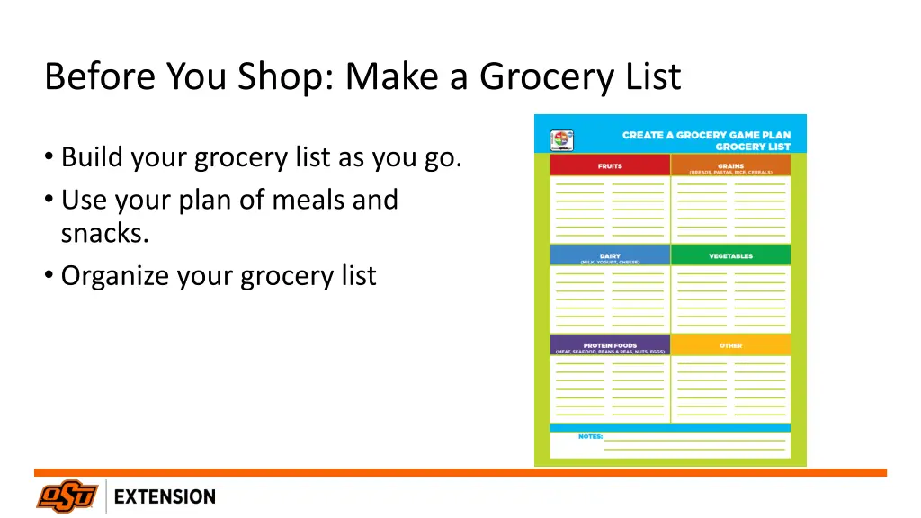 before you shop make a grocery list