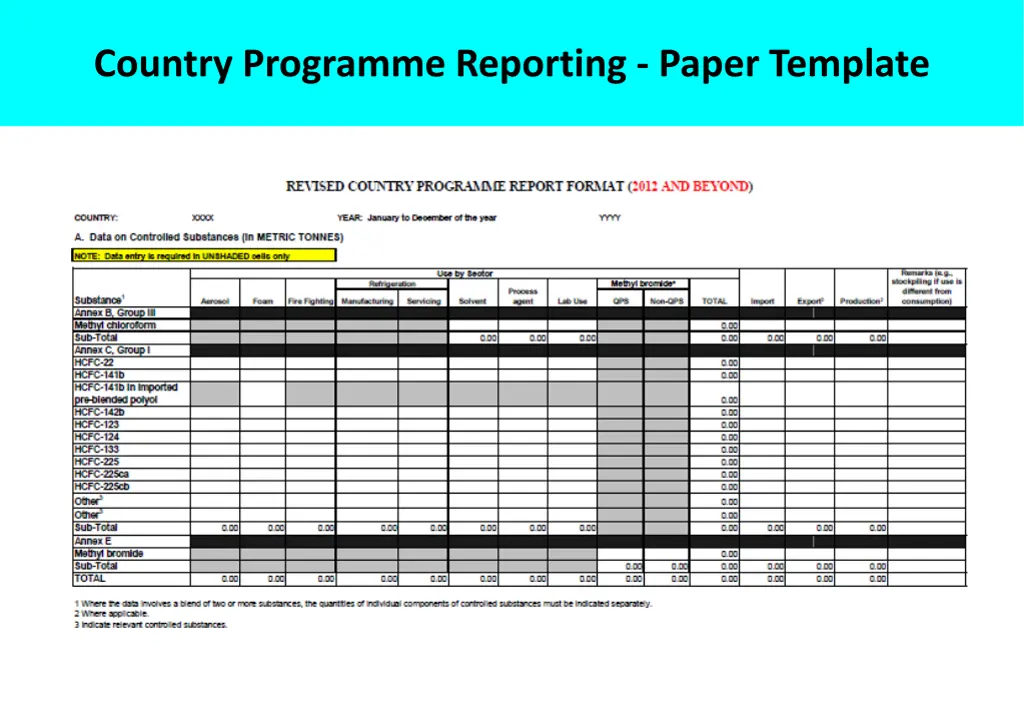 country programme reporting paper template