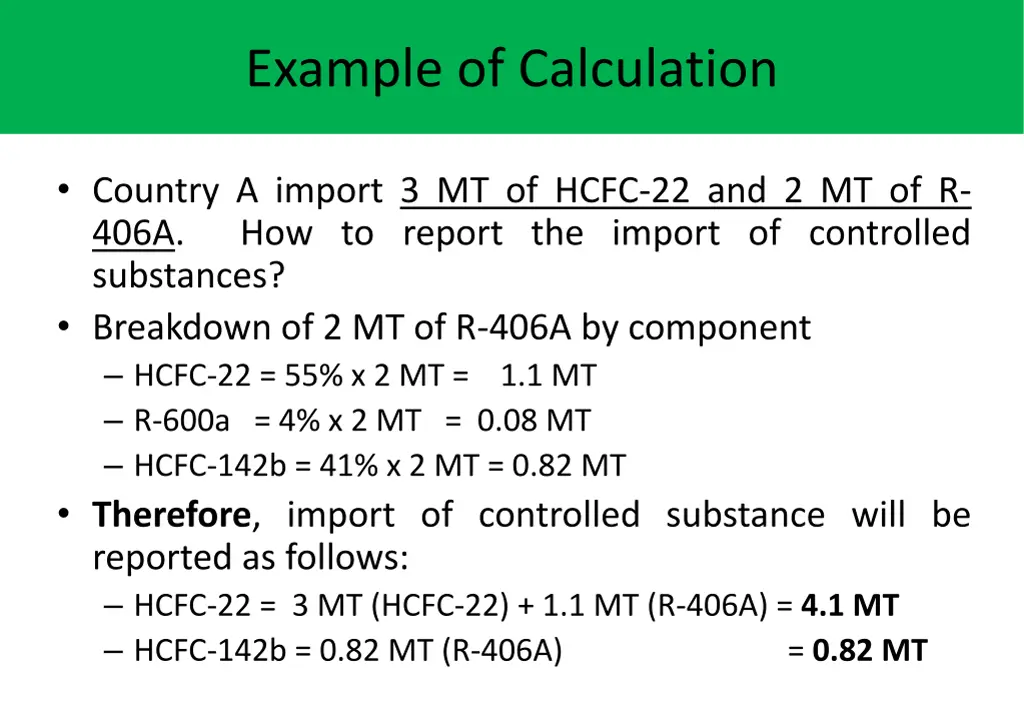 example of calculation