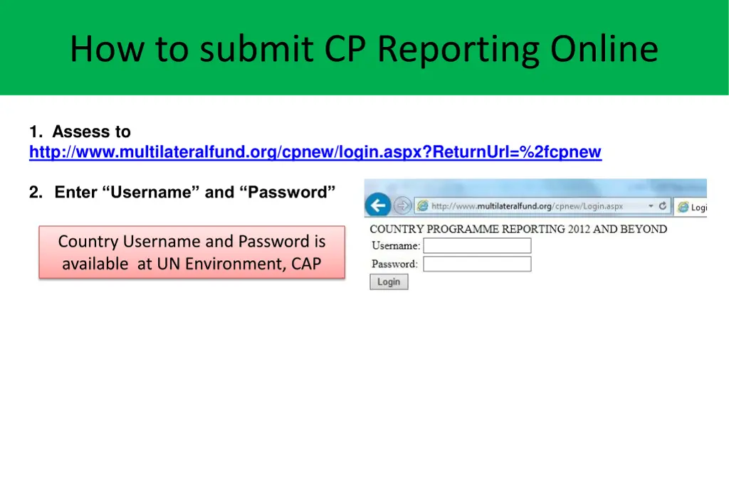 how to submit cp reporting online