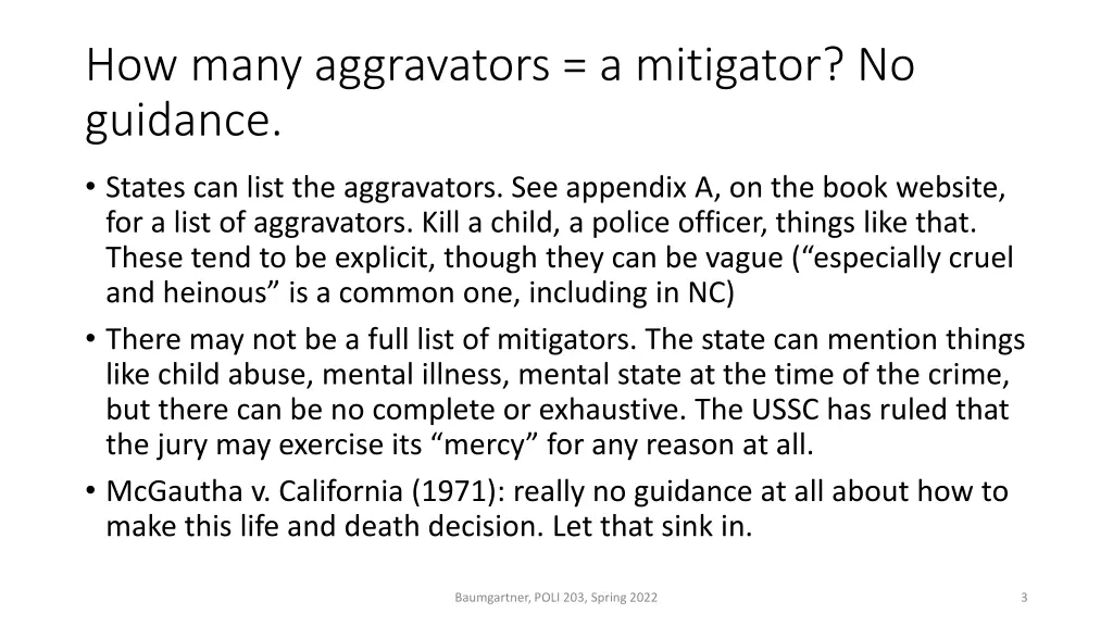 how many aggravators a mitigator no guidance