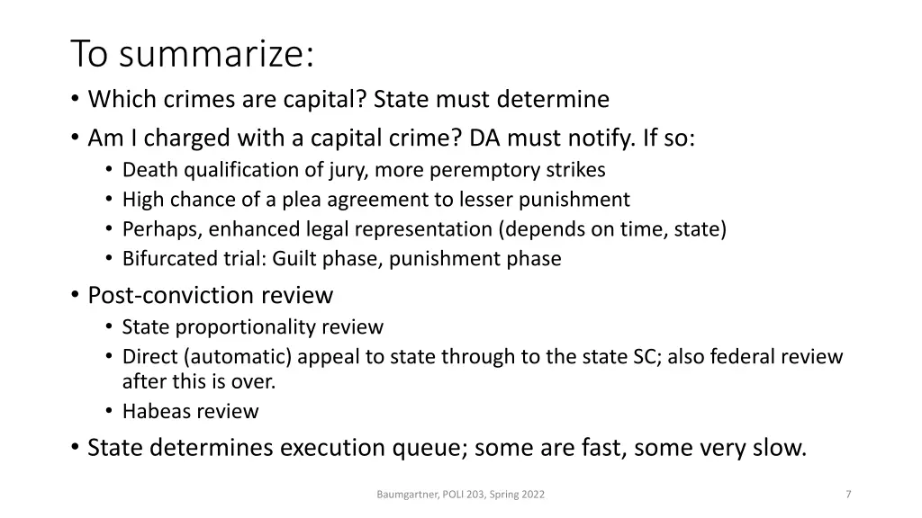 to summarize which crimes are capital state must