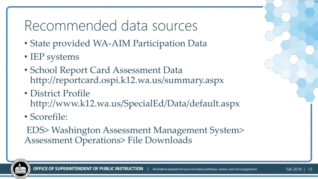 recommended data sources state provided