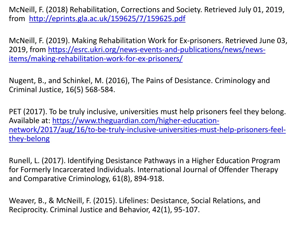 mcneill f 2018 rehabilitation corrections