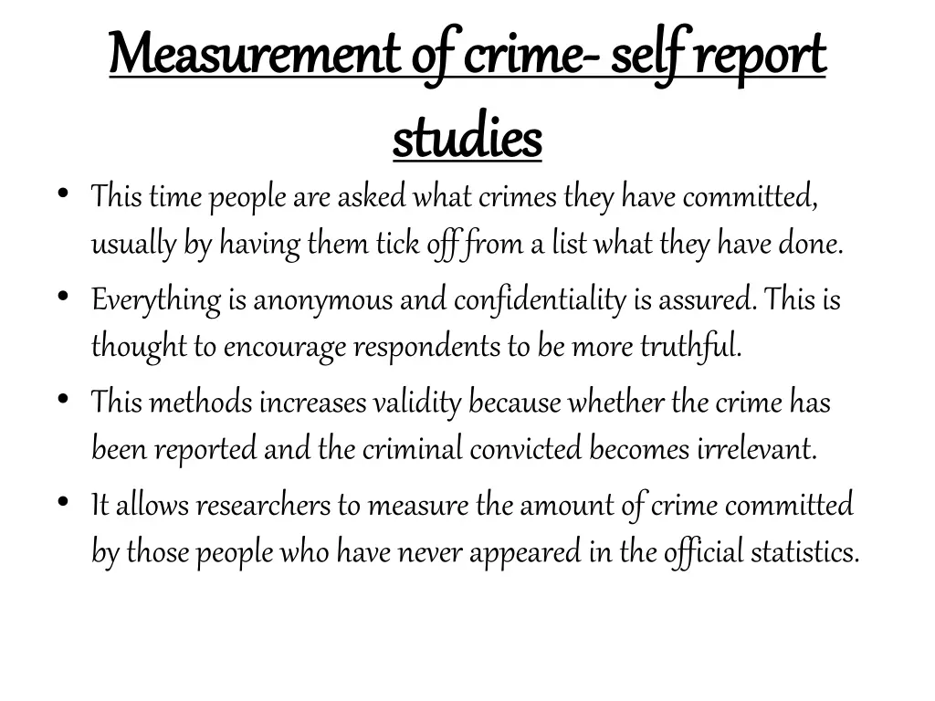 measurement of crime measurement of crime self